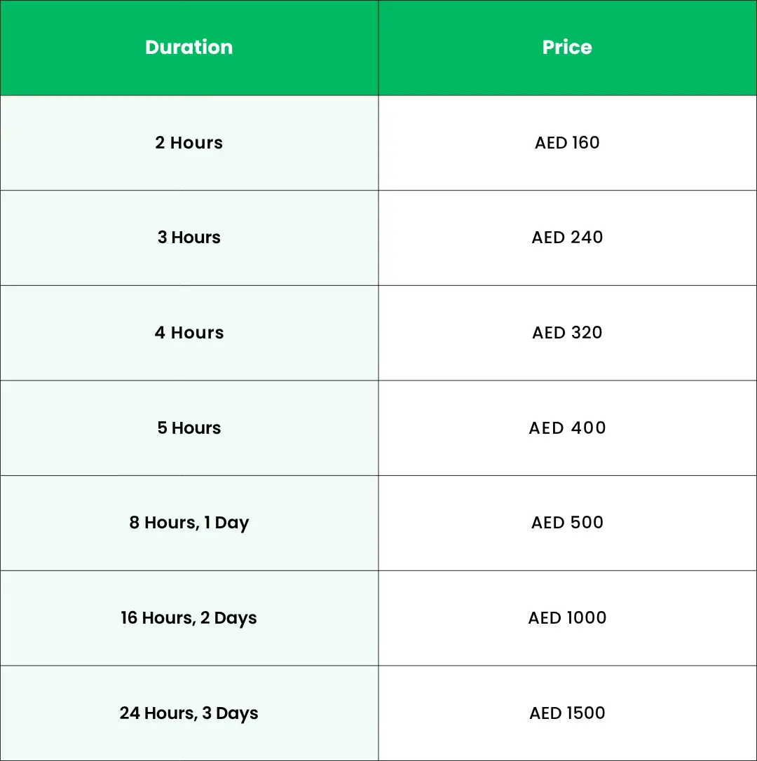 safer driver dubai pricing list for who need an hourly-based safe driver dubai